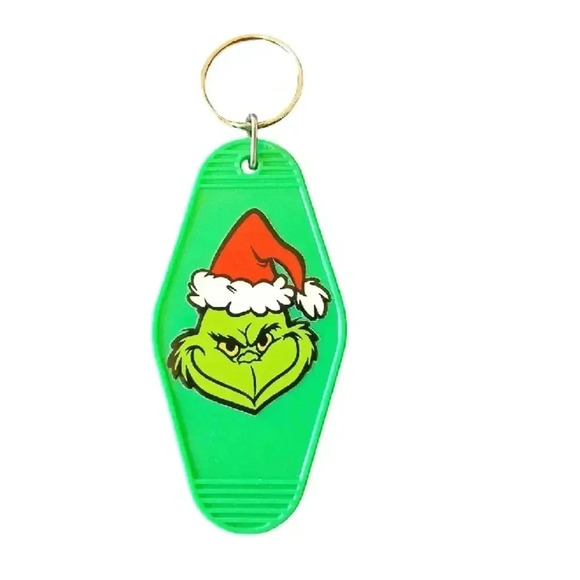 Green Grinch Keychain with Santa Hat - Picture 1 of 4